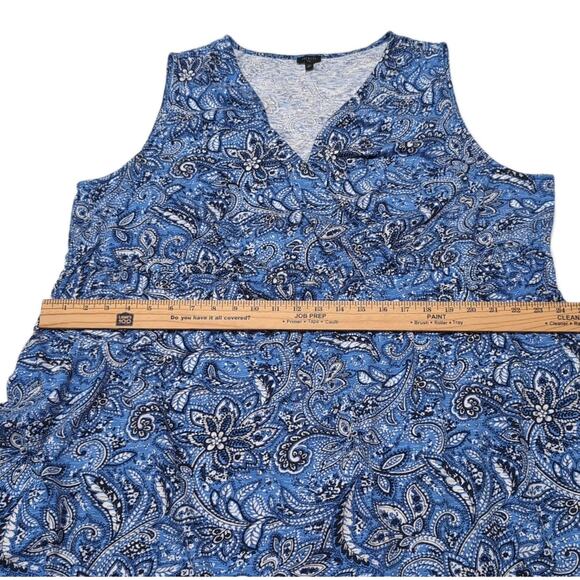 Talbots Dress Womens Plus Size 3X Blue Paisley Sleeveless V-Neck Cotton India - Picture 9 of 12